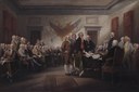 John Trumbull (1756–1843), Declaration of Independence, Öl auf Leinwand, 365,76 cm × 548,64 cm, USA, 1818; Bildquelle: United States Architect of the Capitol, http://www.aoc.gov/cc/art/rotunda/declaration_independence.cfm.