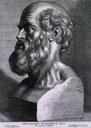 Peter Paul Rubens (1577–1640): Hippokrates von Kos (um 460–370 v. Chr.), Kupferstich nach einer Skulptur von P. Pontius, undatiert; Bildquelle: National Library of Medicine, http://ihm.nlm.nih.gov/images/B14555.