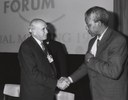 Frederik de Klerk und Nelson Mandela in Davos 1992 