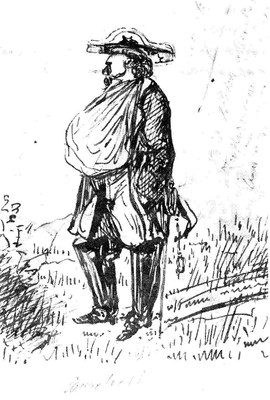 Constantin Guys (1802–1892), General Canrobert in der Schlacht von Inkermann, Federzeichnung, 1854; Bildquelle: Privatsammlung.