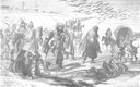 Constantin Guys (1802–1892), Türkische Hilfstruppen tragen die kranken britischen Soldaten nach Balaklava, Aquarell, 1854; Bildquelle: Privatsammlung.