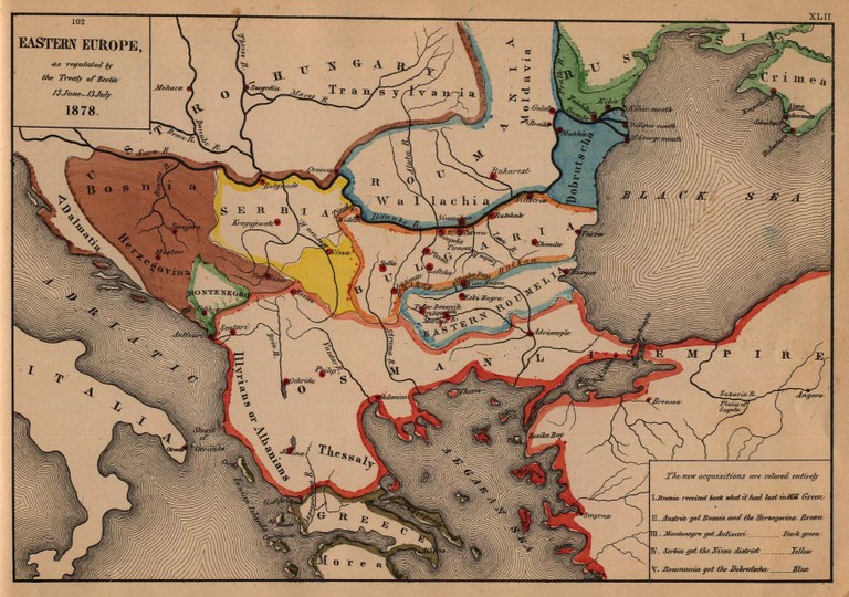 Quelle der Karte:  "An Historical Atlas" by Robert H. Labberton, E. Elaxton and Co., 1884. Digitalisat von der University of Texas at Austin, http://www.lib.utexas.edu/maps/historical/eastern_europe1878.jpg