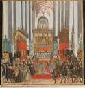 Kupferstich: Die Münchener Fürstenhochzeit von 1568 (Brautmesse) IMG