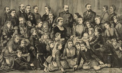 Her majesty Queen Victoria and the members of the royal family, unbekannter Künstler, Holzschnitt, 1877; Bildquelle: Library of Congress, Digital ID:  http://hdl.loc.gov/loc.pnp/pga.02489 