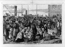 Emigrants leaving Queenstown for New York / M.F., wood engraving, 1874, unknown artist; source: Harper's Weekly, 26 September 1874, pp. 796–797, Library of Congress, Reproduction Number: LC-USZ62-105528 (b&w film copy neg.), http://www.loc.gov/pictures/item/92513178/.