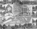 John Roque (ca. 1709–1762), Plan du Jardin, & Vuës des Maison de Chiswick, 1736, Kupferstich; Bildquelle: Badeslade, John u.a.: Vitruvius Brittannicus, London 1739, vol. 4, Taf. 82–83, Archiv Iris Lauterbach.