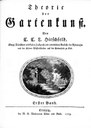 Christian Cay Lorenz Hirschfeld (1742–1795), Theorie der Gartenkunst, Leipzig 1779–1785, Titelblatt des ersten Bandes; Bildquelle: Zentralinstitut für Kunstgeschichte, München.
