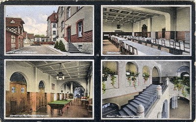 Partien der Nürnberger Heilstätte in Engelthal: Vordere Hofansicht – Speisesaal – Vorderer Aufenthaltsraum – Neuer Treppenaufgang IMG