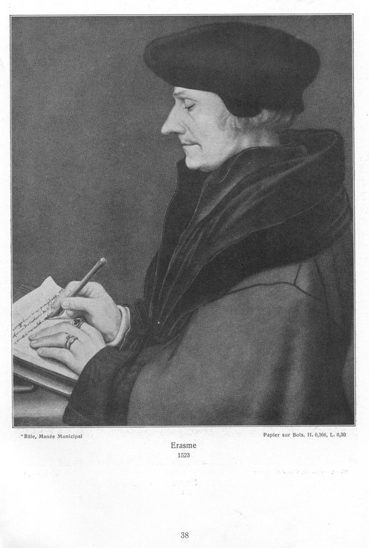 Hans Holbein d. J. (1497-1543), Porträt des Erasmus von Rotterdam, 1523; Bildquelle: Hans Holbein le jeune: L'œuvre du maitre. Paris, Librairie Hachette & Cie., 1912. 
