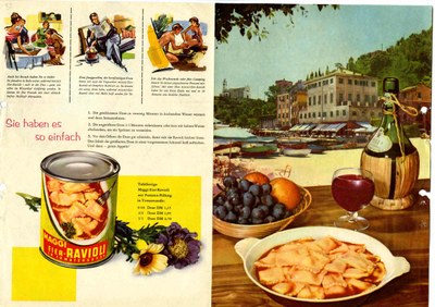 Werbeanzeige der Firma Maggi für Dosenravioli, Deutschland 1960; Bildquelle: Mit freundlicher Genehmigung der Maggi GmbH; © Maggi GmbH. 