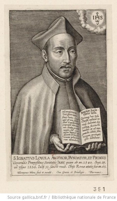 Wierix, Hieronymus (ca. 1553-1619), Porträt des heiligen Ignatius von Loyola, Kupferstich [o.J.]; Bildquelle: www.gallica.fr; Permalink: http://gallica.bnf.fr/ark:/12148/btv1b8400381j.item.f1