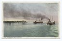 Dampfschiffe bei Belle Isle Light, Detroit, Michigan