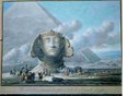 Louis-François Cassas: Vue de la tête colossale du Sphinx et de la 2ème Pyramide d'Egypte. Kolorierte Radierung, 19. Jh., 88 x 65 cm. Quelle: Tours, musée des Beaux-Arts, http://webmuseo.com/ws/mbat/app/collection/record/56. © Tours, musée des Beaux-Arts, cliché P. Boyer.