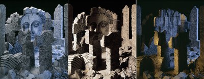 Calum Colvin (b. 1961): Three photographs from the series "Ossian: Fragments of Ancient Poetry", 2002. Painted sculptures, photographed and printed on canvas. By kind permission of the artist. http://calumcolvin.com/ © Calum Colvin