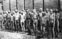 Soviet prisoners of war standing before barracks in Mauthausen Concentration Camp, Austria, black-and-white photograph, date unknown [ca. 1941–1945], unknown photographer; source: Deutsches Bundesarchiv (German Federal Archive), Bild 192-208, Wikimedia Commons, http://commons.wikimedia.org/wiki/File:Bundesarchiv_Bild_192-208,_KZ_Mauthausen,_Sowjetische_Kriegsgefangene.jpg?uselang=de.Creative Commons Attribution-Share Alike 3.0 Germany license. 