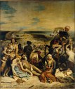 Eugène Delacroix (1798–1863), Das Massaker von Chios, Öl auf Leinwand, 419x354 cm, 1824; Bildquelle: © Bildagentur für Kunst Kultur und Geschichte (bpk) | RMN | Félicien Faillet, Bildnummer: 00051163, Standort des Originals: Musée du Louvre, Paris