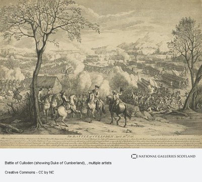 Augustin Heckel, The Battle of Culloden, engraving, size unknown, 1746 (Reprinted 1797); source: National Galleries of Scotland, http://www.nationalgalleries.org/collection/artists-a-z/H/117/artist_name/Augustin%20Heckel/record_id/22357 