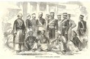Unknown artist, Group of sepoys at Lucknow,from a photograph, from the Illustrated London News, original size/medium unknown, 1857.