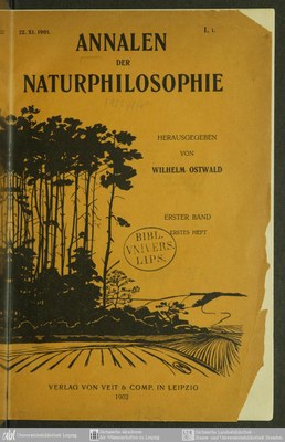 Wilhelm Ostwald (1853–1932), Titelblatt der Annalen der Naturphilosophie, 1904; Bildquelle: Universität Leipzig, http://www.ub.uni-leipzig.de/site.php?page=projekte/dhbl/annanat&lang=de&stil=fc. 