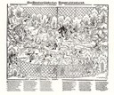 Erhard Schön (1491–1542), Jagd auf Mönche und Pfaffen, Flugblatt mit Holzschnitt und Typendruck, 44,8x50cm, undatiert [um 1525], Text von Hans Sachs (1494–1576) (Werke, Bd. 22, S. 316-318; Bd. 25, Re.Nr. 1576), Geisberg/Strauss Nr. 1090, Bildquelle: © Bildagentur für Kunst, Kultur und Geschichte (bpk); Bildnummer XXXXX???, Standort des Originals: Berlin, Kupferstichkabinett (Staatliche Museen zu Berlin, Preußischer Kulturbesitz).